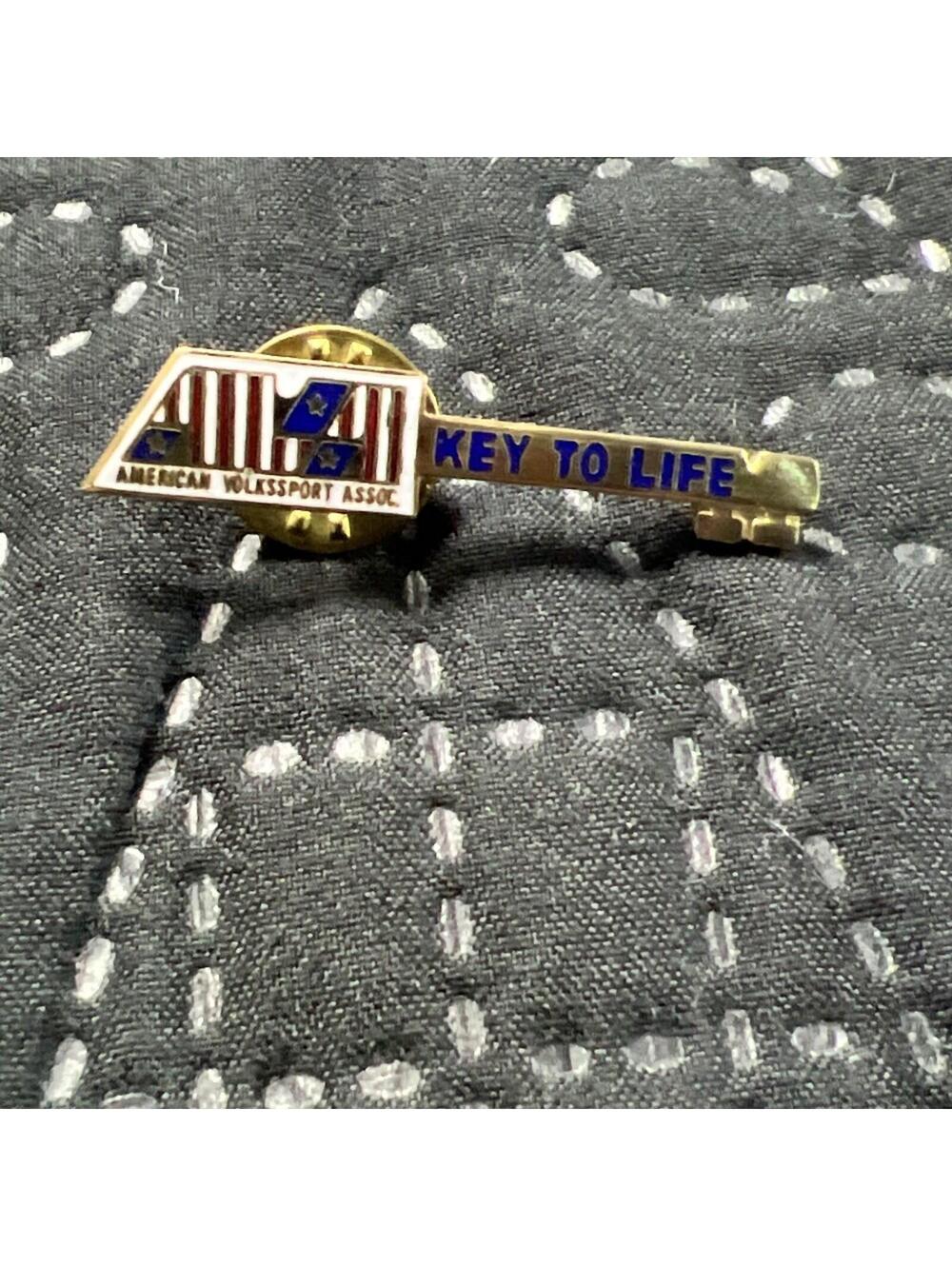 Vintage AVA American Volkssport Association Key To Life Lapel Pin Walking Club